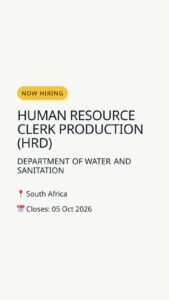 Human Resource Clerk Production (HRD) — South Africa