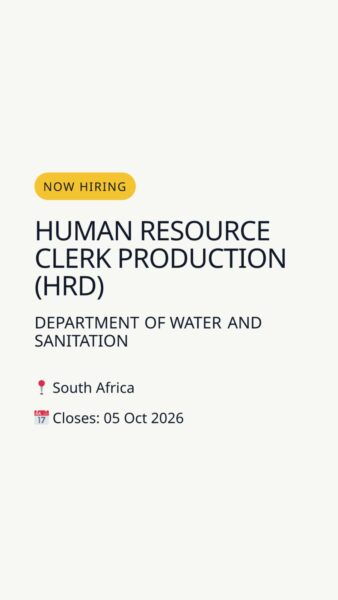 Human Resource Clerk Production (HRD) — South Africa in South Africa