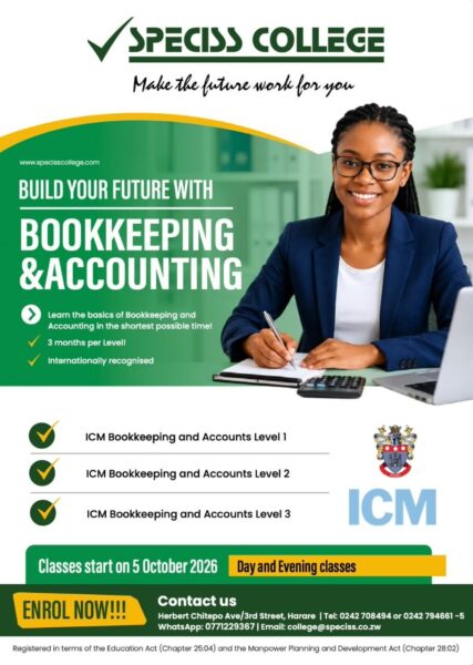 ICM Bookkeeping & Accounting Levels 1-3 in Harare