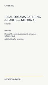 Ideal Dreams Catering & Cakes — Mkoba 15