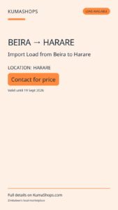 Import Load from Beira to Harare