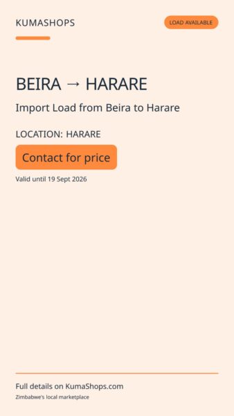 Import Load from Beira to Harare in Harare