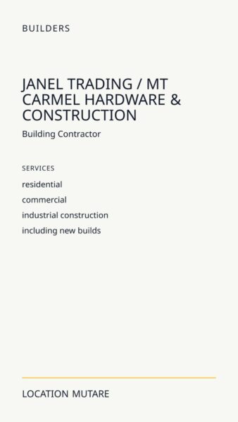 Janel Trading / Mt Carmel Hardware & Construction in Mutare