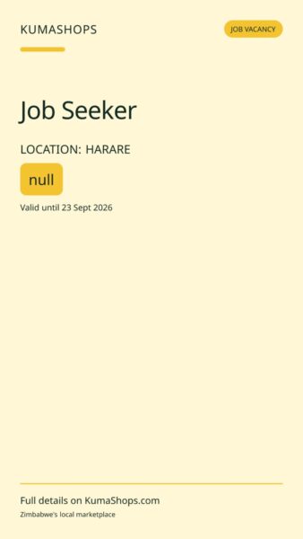 Job Seeker in Harare
