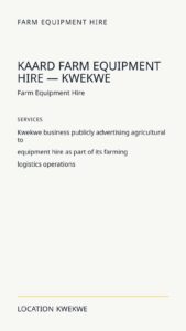 Kaard Farm Equipment Hire — Kwekwe