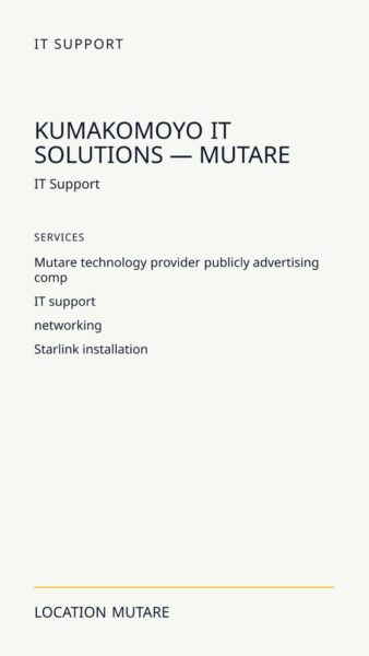 Kumakomoyo IT Solutions — Mutare in Mutare