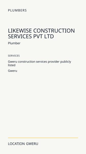Likewise Construction Services Pvt Ltd in Gweru
