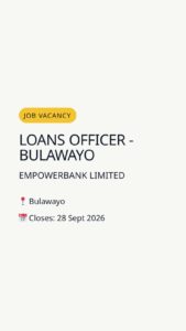 LOANS OFFICER - BULAWAYO — Bulawayo