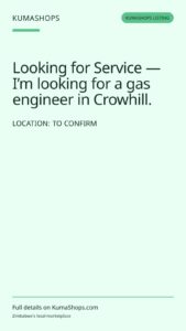 Looking for Service — I’m looking for a gas engineer in Crowhill.