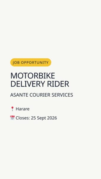Motorbike Delivery Rider — Harare in Harare