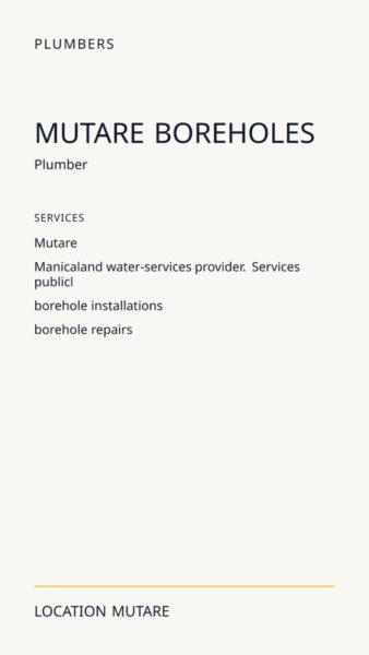 Mutare Boreholes in Mutare