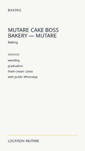 Mutare Cake Boss Bakery — Mutare
