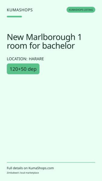 New Marlborough 1 room for bachelor in Harare