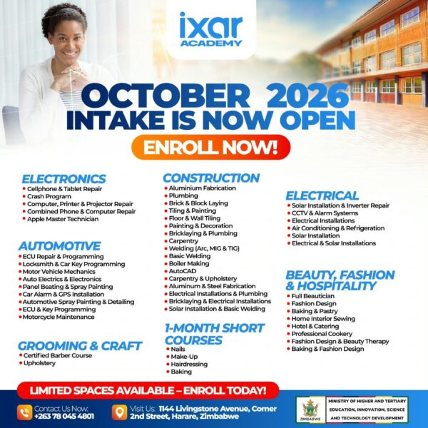 October 2026 Vocational Courses in Harare