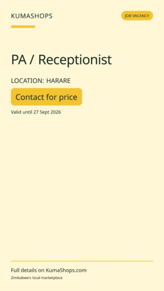 PA / Receptionist in Harare
