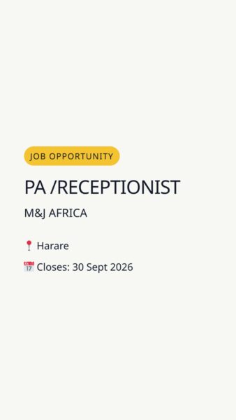 PA /Receptionist — Harare in Harare