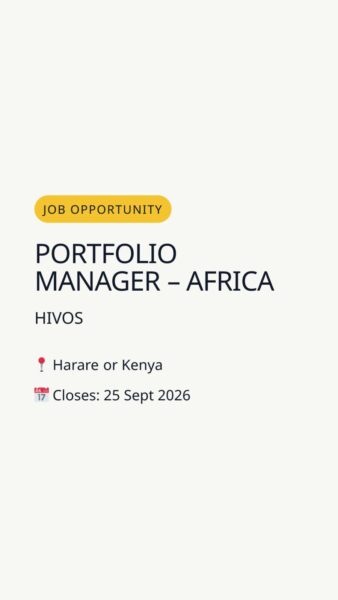 Portfolio Manager – Africa — Harare or Kenya in Harare or Kenya