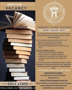 Primary class teacher vacancy