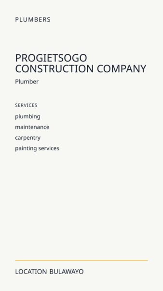 PROGIETSOGO Construction Company in Bulawayo