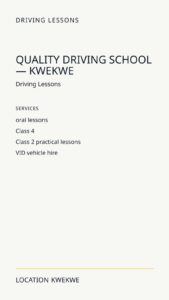 Quality Driving School — Kwekwe