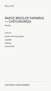 RAFOZ Broiler Farming — Chitungwiza