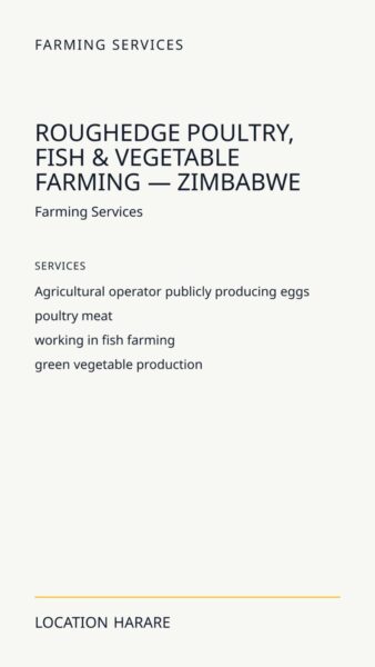 RoughEdge Poultry, Fish & Vegetable Farming — Zimbabwe in Harare