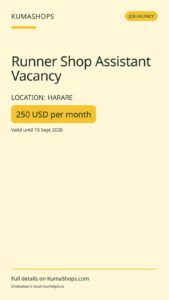 Runner Shop Assistant Vacancy