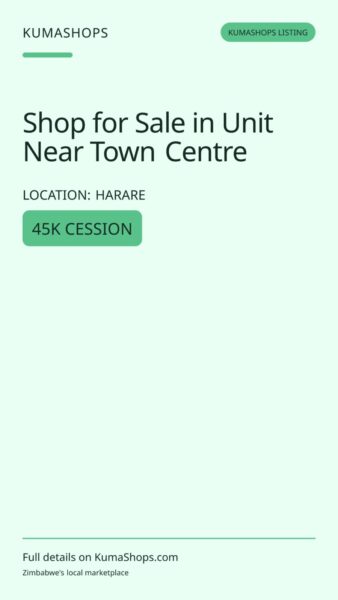 Shop for Sale in Unit Near Town Centre in Harare
