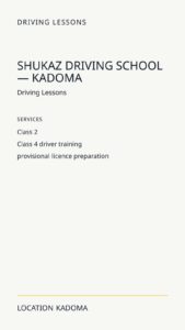 Shukaz Driving School — Kadoma