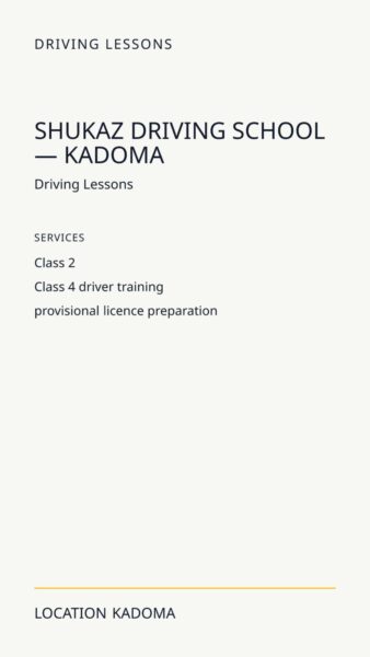Shukaz Driving School — Kadoma in Kadoma