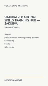 Simukai Vocational Skills Training Hub — Sakubva