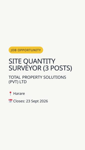 Site Quantity Surveyor (3 posts) — Harare in Harare