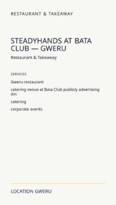 SteadyHands at Bata Club — Gweru