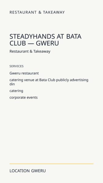 SteadyHands at Bata Club — Gweru in Gweru