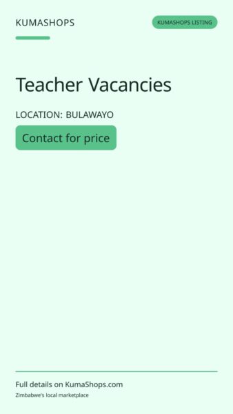 Teacher Vacancies in Bulawayo