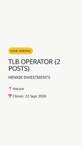 TLB Operator (2 posts) — Harare