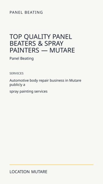Top Quality Panel Beaters & Spray Painters — Mutare in Mutare