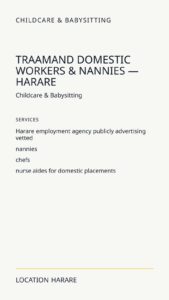 Traamand Domestic Workers & Nannies — Harare