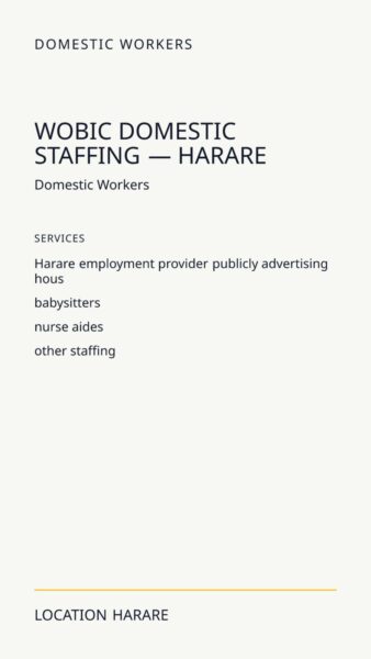 WOBIC Domestic Staffing — Harare in Harare