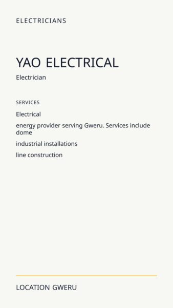 Yao Electrical in Gweru