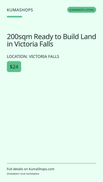 200sqm Ready to Build Land in Victoria Falls in Victoria Falls