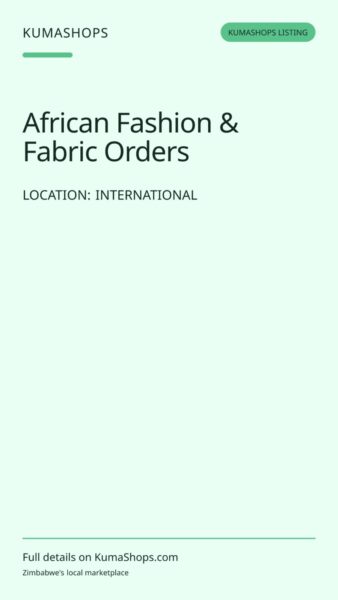 African Fashion & Fabric Orders in International