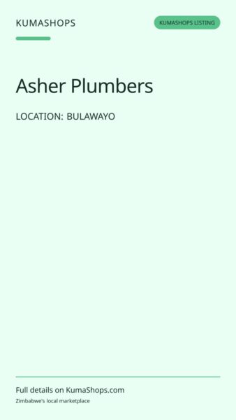 Asher Plumbers — Plumbing Services in Bulawayo