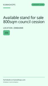 Available stand for sale 800sqm council cession