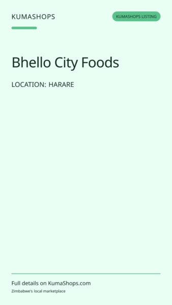 Bhello City Foods — Meals and catering in Harare