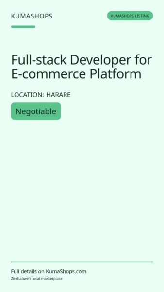 Full-stack Developer for E-commerce Platform in Harare