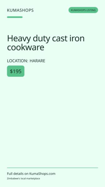 Heavy duty cast iron cookware in Harare