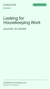 Looking for Housekeeping Work