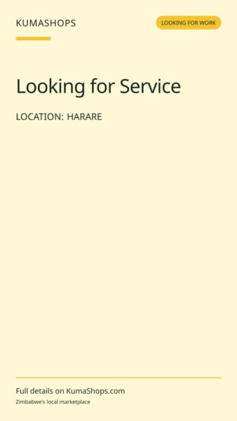 Looking for Service — Job wanted — Domestic work — Harare in Harare