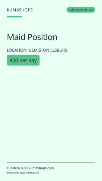 Maid Position in Gemiston Elsburg